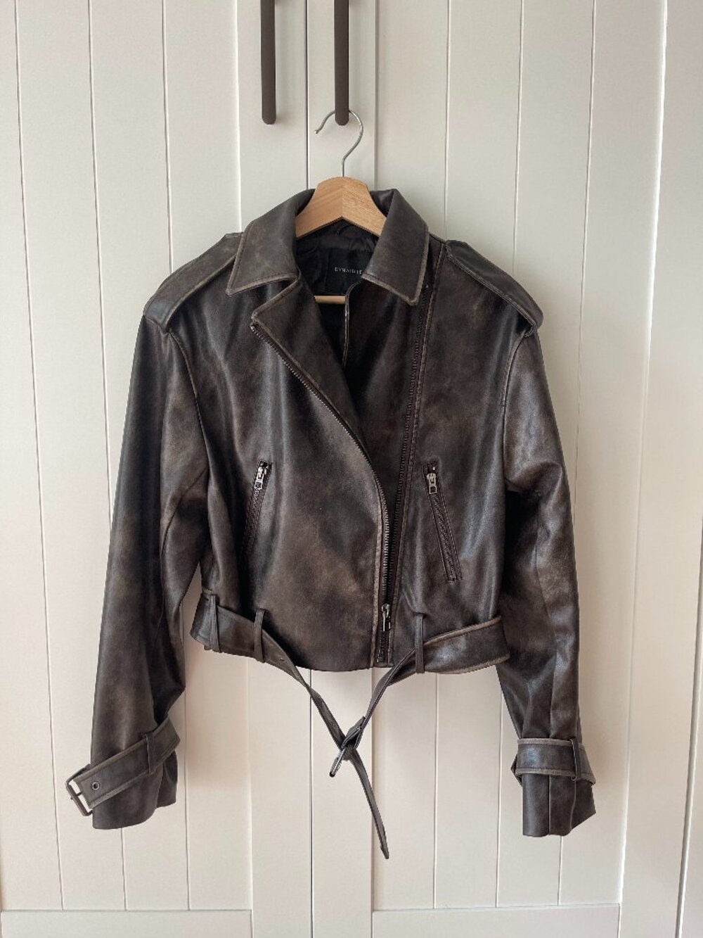 Dynamite Distressed Faux Leather Moto Jacket